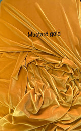 Mustard Gold Stretch Velvet Fabric - Mustard Gold, Solid, 58"-60" Width (1 Yard)