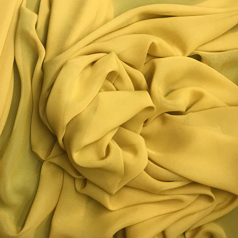 Mustard Polyester Chiffon Fabric - Mustard, Very Light Sheer, 59"-60" Width (1 Yard)