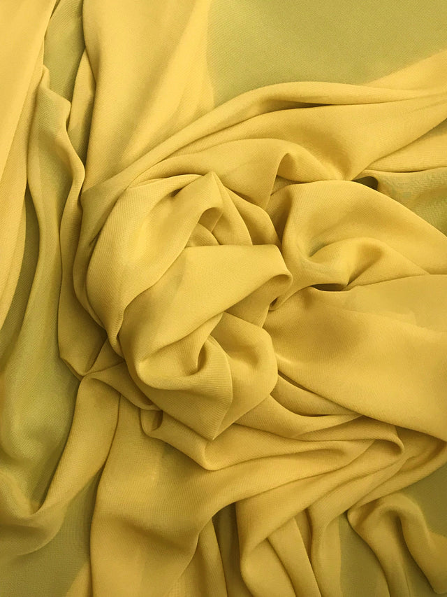 Mustard Polyester Chiffon Fabric - Mustard, Very Light Sheer, 59"-60" Width (1 Yard)