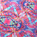 Mystic Geo Poly Spandex Fabric - Pink/Turquoise, Abstract Diamond Print, 58/60" Width, 4-Way Stretch (1 Yard)