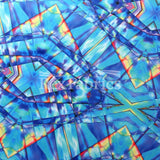 Mystic Geo Poly Spandex Fabric - Pink/Turquoise, Abstract Diamond Print, 58/60" Width, 4-Way Stretch (1 Yard)