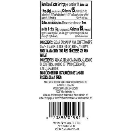 Wilton Silver Pearlized Sugar Sprinkles – 1.9 oz.