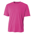 A4 N3142 Cooling Performance Crew Micro Poly Interlock Fabric - Fuchsia, Moisture Wicking, Sun Defense (1 Piece)