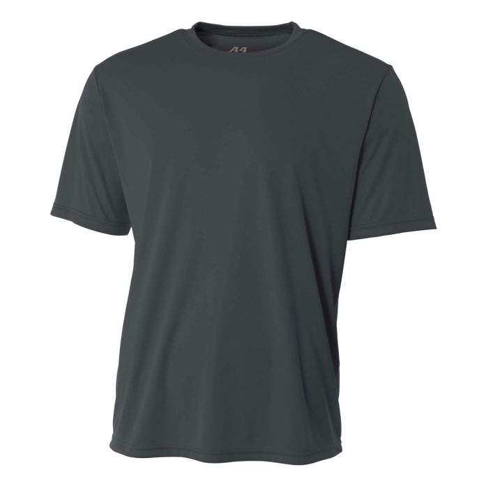 A4 N3142 Cooling Performance Crew Micro Poly Interlock Fabric - Graphite, Moisture Wicking, Quick Stain Release, Sun Defense (1 Shirt)