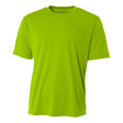 A4 N3142 Cooling Performance Crew Micro Poly Interlock Fabric - Lime, Moisture Wicking, Sun Defense (1 Piece)