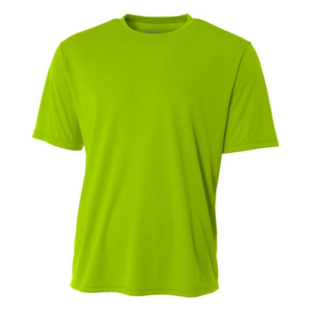 A4 N3142 Cooling Performance Crew Micro Poly Interlock Fabric - Lime, Moisture Wicking, Sun Defense (1 Piece)