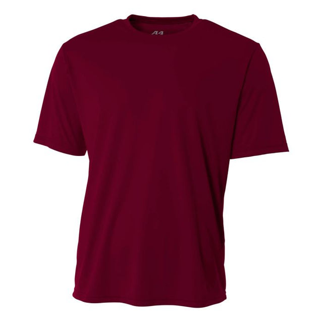 A4 N3142 Cooling Performance Crew Micro Poly Interlock Fabric - Maroon, Moisture Wicking, 4.0 Ounce (1 Piece)