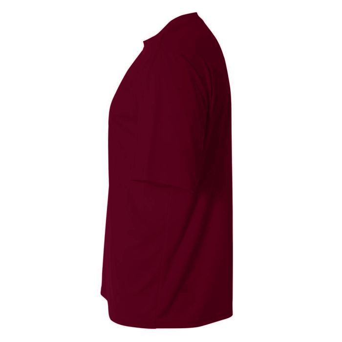 A4 N3142 Cooling Performance Crew Micro Poly Interlock Fabric - Maroon, Moisture Wicking, 4.0 Ounce (1 Piece)
