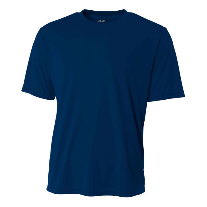 A4 N3142 Cooling Performance Crew Micro Poly Interlock Fabric - Navy, Moisture Wicking, Sun Defense, Quick Stain Release (1 Piece)