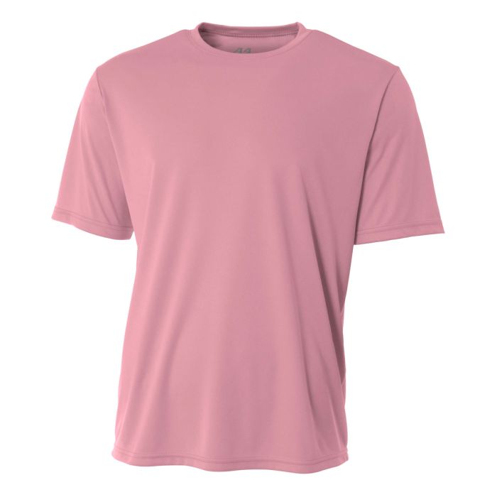 A4 N3142 Cooling Performance Crew Micro Poly Interlock Fabric - Pink, Moisture Wicking, Sun Defense, Quick Stain Release (1 Piece)
