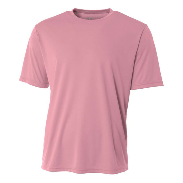 A4 N3142 Cooling Performance Crew Micro Poly Interlock Fabric - Pink, Moisture Wicking, Sun Defense, Quick Stain Release (1 Piece)