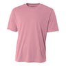 A4 N3142 Cooling Performance Crew Micro Poly Interlock Fabric - Pink, Moisture Wicking, Sun Defense, Quick Stain Release (1 Piece)