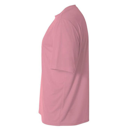 A4 N3142 Cooling Performance Crew Micro Poly Interlock Fabric - Pink, Moisture Wicking, Sun Defense, Quick Stain Release (1 Piece)