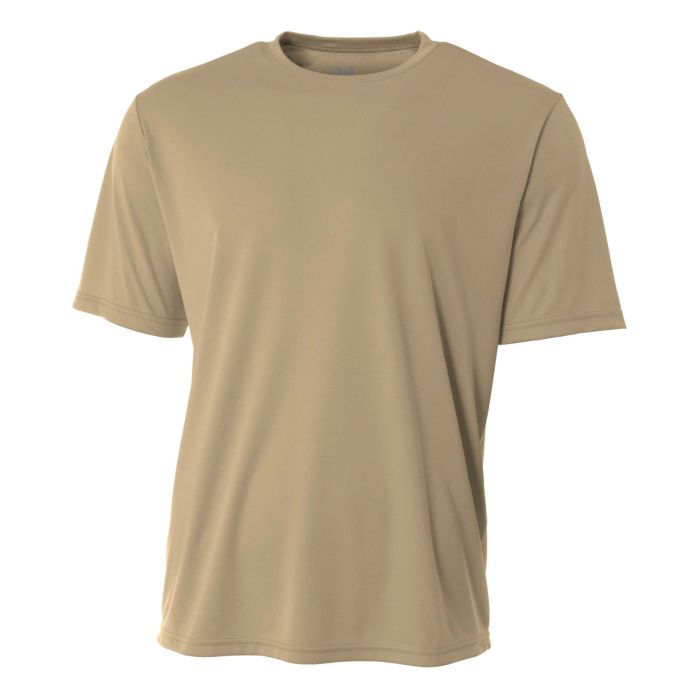 A4 N3142 Cooling Performance Crew Micro Poly Interlock Fabric - Sand, Moisture Wicking, Quick Stain Release, 4.0 Ounce (1 Piece)