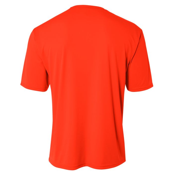 A4 N3142 Cooling Performance Crew Micro Poly Interlock Fabric - Safety Orange, Moisture Wicking, Quick Stain Release (1 Shirt)