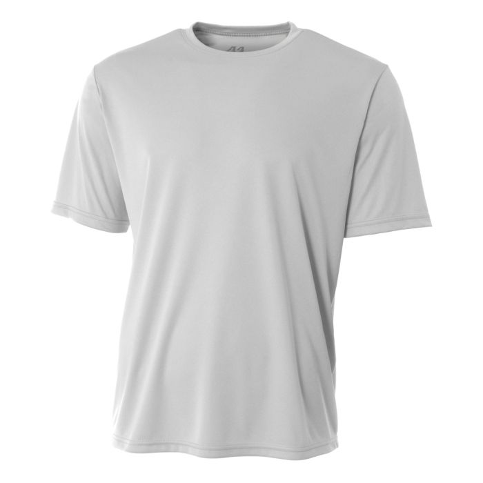 A4 N3142 Cooling Performance Crew Micro Poly Interlock Fabric - Silver, Moisture Wicking, Quick Stain Release, 4.0 Ounce (1 Piece)