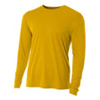 A4 N3165 Cooling Performance Long Sleeve Micro Poly Interlock Fabric - Gold, Moisture Wicking, UPF 44+, Long Sleeve (1 Piece)