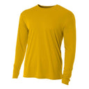A4 N3165 Cooling Performance Long Sleeve Micro Poly Interlock Fabric - Gold, Moisture Wicking, UPF 44+, Long Sleeve (1 Piece)