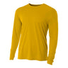 A4 N3165 Cooling Performance Long Sleeve Micro Poly Interlock Fabric - Gold, Moisture Wicking, UPF 44+, Long Sleeve (1 Piece)