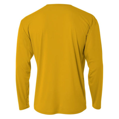 A4 N3165 Cooling Performance Long Sleeve Micro Poly Interlock Fabric - Gold, Moisture Wicking, UPF 44+, Long Sleeve (1 Piece)