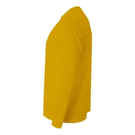 A4 N3165 Cooling Performance Long Sleeve Micro Poly Interlock Fabric - Gold, Moisture Wicking, UPF 44+, Long Sleeve (1 Piece)