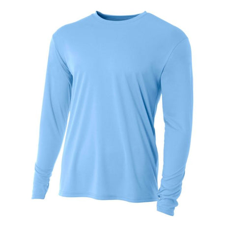 A4 N3165 Micro Poly Interlock Fabric - Light Blue, Long Sleeve, Moisture Wicking, UPF 44+ (1 Piece)