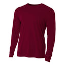 A4 N3165 Cooling Performance Long Sleeve Micro Poly Interlock Fabric - Maroon, Moisture Wicking, 44+ UPF (1 Shirt)