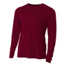 A4 N3165 Cooling Performance Long Sleeve Micro Poly Interlock Fabric - Maroon, Moisture Wicking, 44+ UPF (1 Shirt)