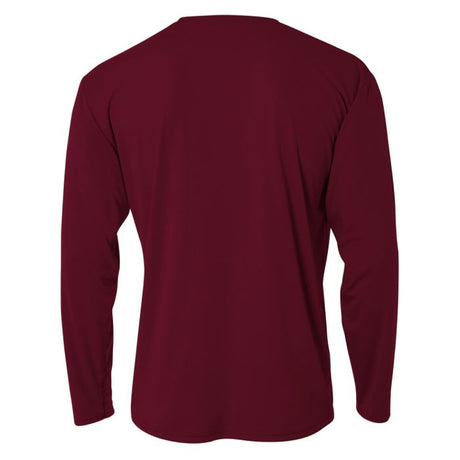 A4 N3165 Cooling Performance Long Sleeve Micro Poly Interlock Fabric - Maroon, Moisture Wicking, 44+ UPF (1 Shirt)