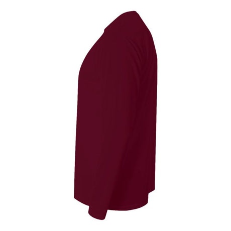 A4 N3165 Cooling Performance Long Sleeve Micro Poly Interlock Fabric - Maroon, Moisture Wicking, 44+ UPF (1 Shirt)