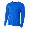 A4 N3165 Cooling Performance Long Sleeve Micro Poly Interlock Fabric - Royal, 44+ UPF, Moisture Wicking, Fade And Snag Resistant (1 Piece)