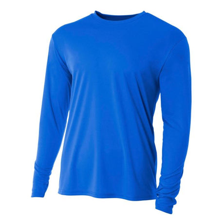 A4 N3165 Cooling Performance Long Sleeve Micro Poly Interlock Fabric - Royal, 44+ UPF, Moisture Wicking, Fade And Snag Resistant (1 Piece)