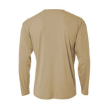 A4 N3165 Cooling Performance Long Sleeve Micro Poly Interlock Fabric - Sand, 44+ UPF, Moisture Wicking (1 Piece)