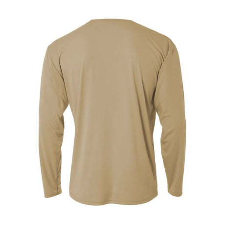 A4 N3165 Cooling Performance Long Sleeve Micro Poly Interlock Fabric - Sand, 44+ UPF, Moisture Wicking (1 Piece)