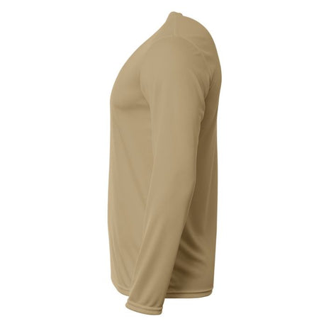 A4 N3165 Cooling Performance Long Sleeve Micro Poly Interlock Fabric - Sand, 44+ UPF, Moisture Wicking (1 Piece)