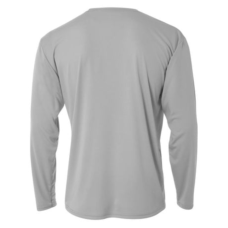 A4 N3165 Cooling Performance Long Sleeve Micro Poly Interlock Fabric - Silver, Long Sleeve, Moisture Wicking, UPF 44+ (1 Piece)