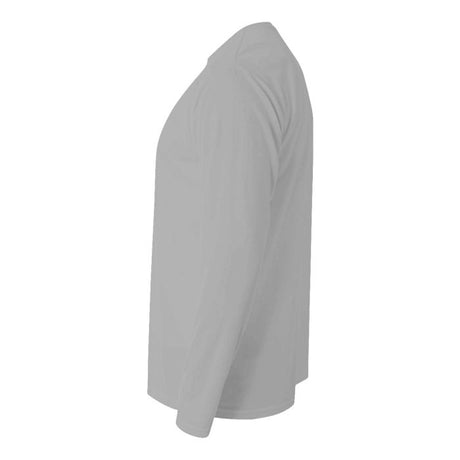 A4 N3165 Cooling Performance Long Sleeve Micro Poly Interlock Fabric - Silver, Long Sleeve, Moisture Wicking, UPF 44+ (1 Piece)