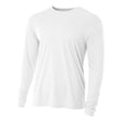 A4 N3165 Cooling Performance Long Sleeve Micro Poly Interlock Fabric - White, 44+ UPF, Moisture Wicking, Fade And Snag Resistant (1 Piece)