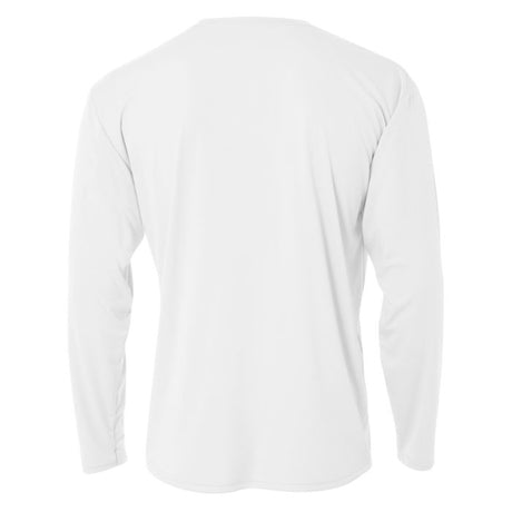 A4 N3165 Cooling Performance Long Sleeve Micro Poly Interlock Fabric - White, 44+ UPF, Moisture Wicking, Fade And Snag Resistant (1 Piece)