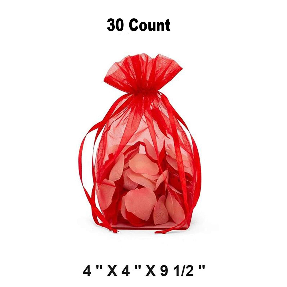 Cardboard Square Bottom Organza Bags 4'' x 4'' x 9 1/2'' for Events
