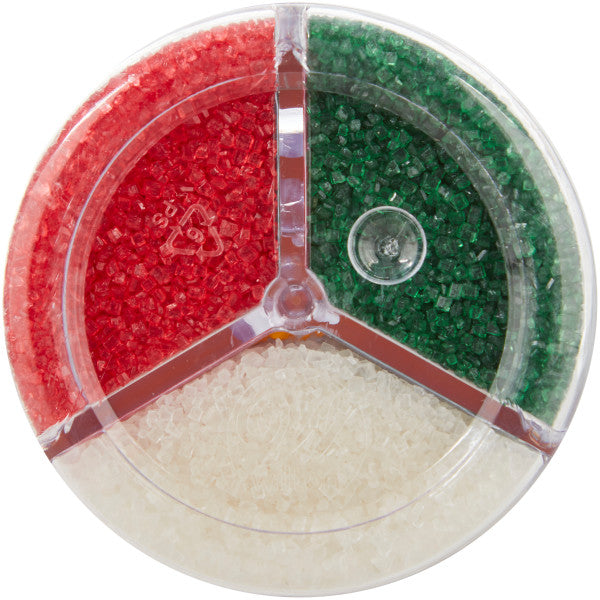 Wilton Red, Green and White Christmas Sanding Sugar 3-Cell Sprinkle Mix, 9.7 oz.