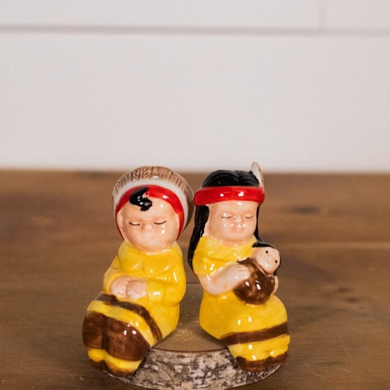 3" Dolomite Native American Couple Salt & Pepper Shakers