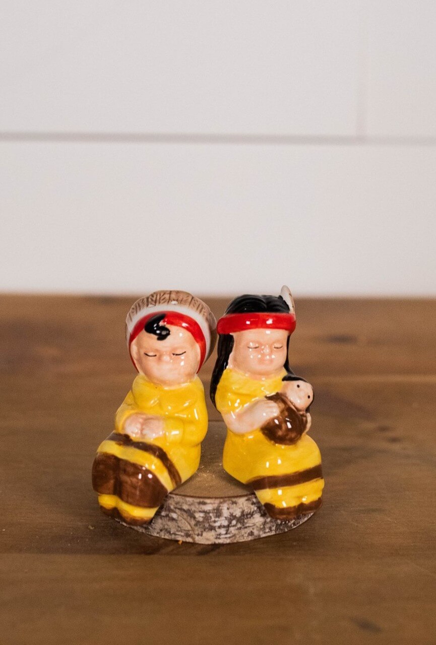 3" Dolomite Native American Couple Salt & Pepper Shakers
