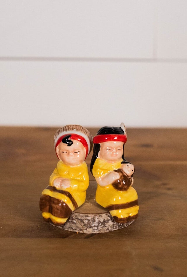 3" Dolomite Native American Couple Salt & Pepper Shakers