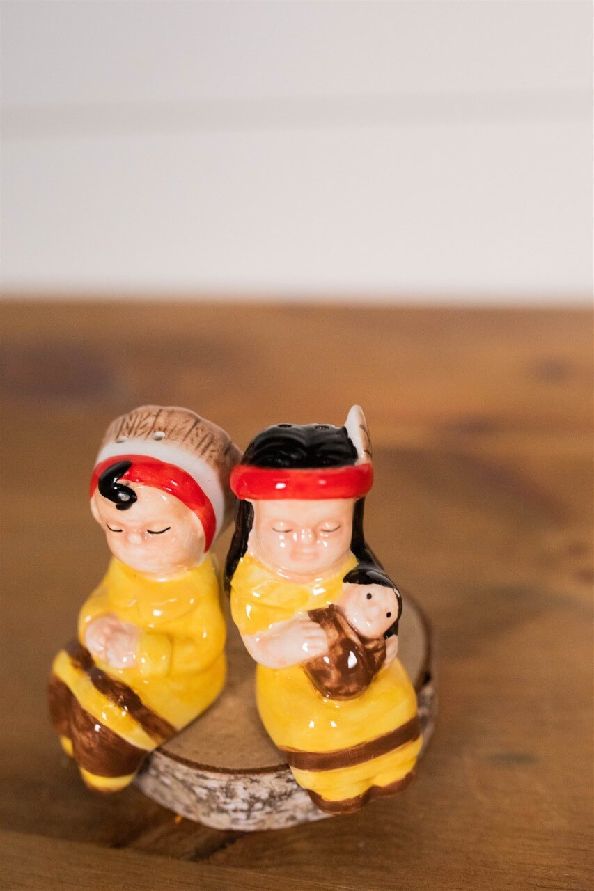 3" Dolomite Native American Couple Salt & Pepper Shakers