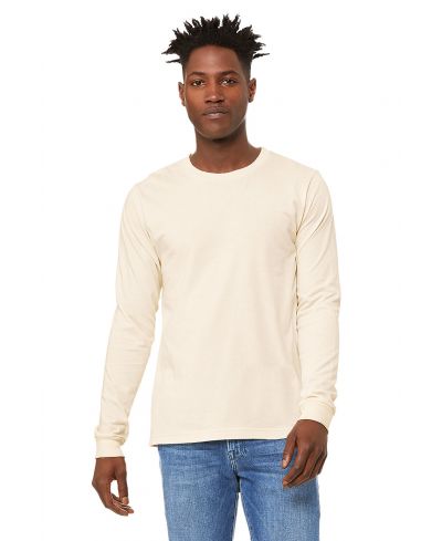 Bella Canvas 3501 Long Sleeve Cotton Fabric - Natural, Long Sleeve, Crew Neck (1 Piece)