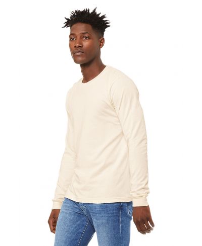 Bella Canvas 3501 Long Sleeve Cotton Fabric - Natural, Long Sleeve, Crew Neck (1 Piece)
