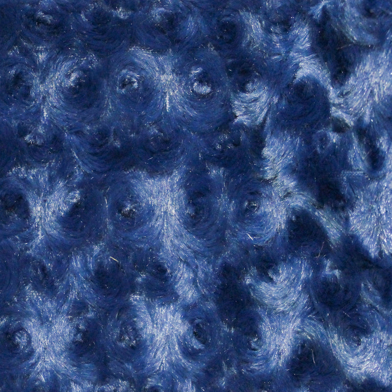 1 Yard Navy Minky Rosebud Fabric 58/60" Width Rose Swirl Embossed