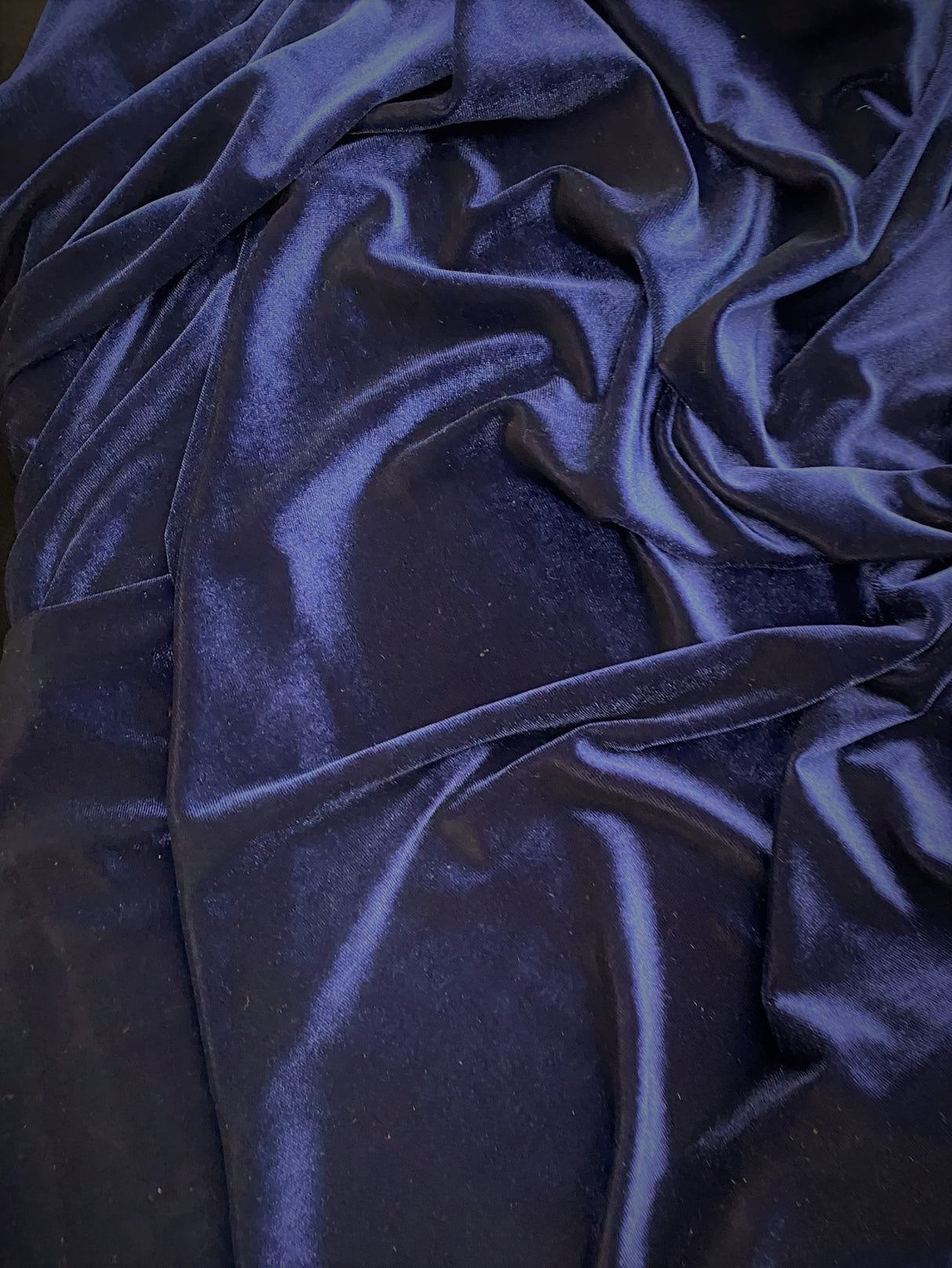 Navy Stretch Velvet Fabric - Navy, 58"-60" Width (1 Yard)