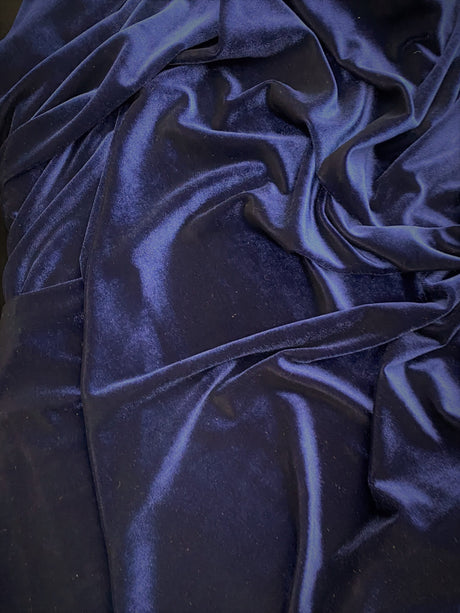 Navy Stretch Velvet Fabric - Navy, 58"-60" Width (1 Yard)